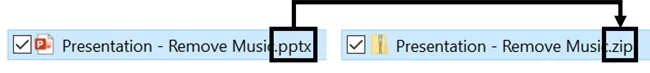 Changing the file name extension of your powerpoint presentation to .zip turns it into a zipped folder