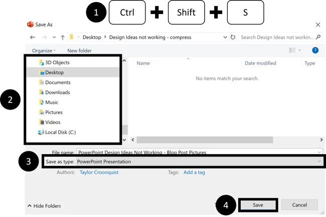 To change your PowerPoint file type, use the save as dialog box and change the Save As Type dropdown and click save