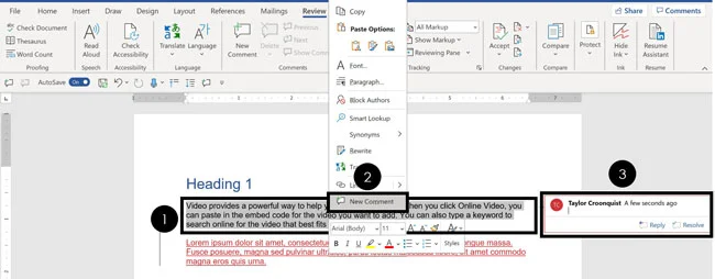 Right-click and select Add Comment int the right-click menu