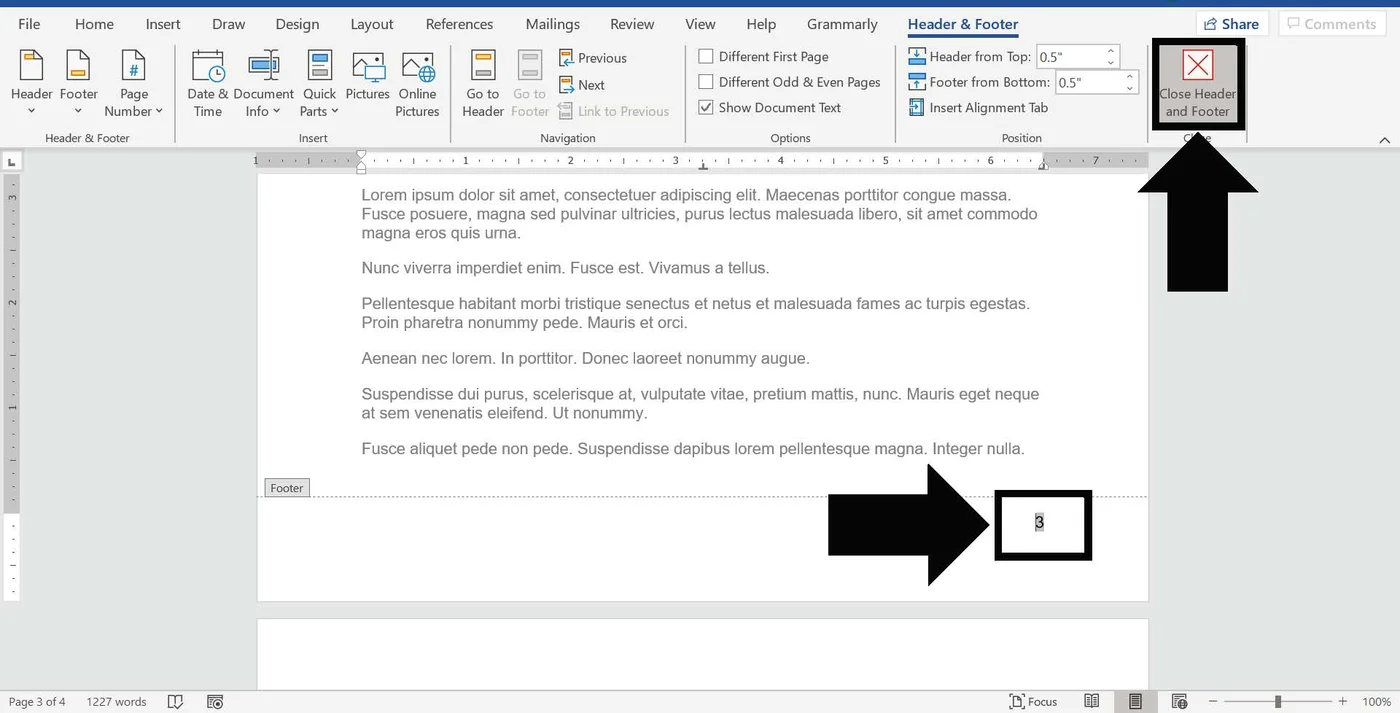add page numbers to the top, margins or current position