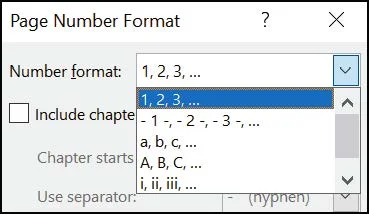 How to add page numbers in word with page number format dialog box