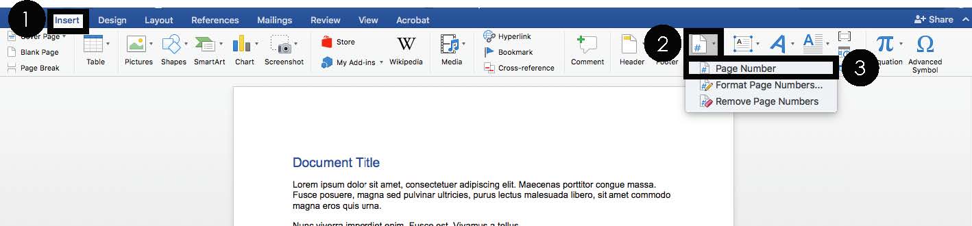 Select Page Number In the drop-down menu select Page Number again. The Page Numbers dialog box will appear to add page numbers in word