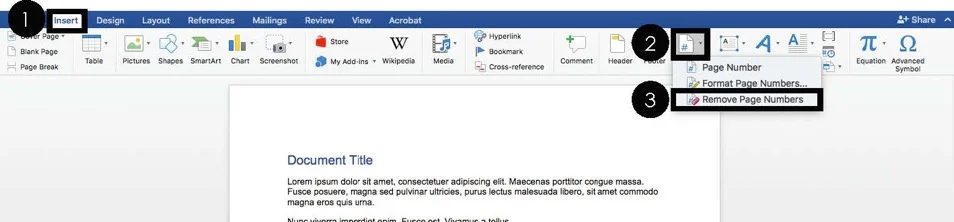 How to remove page numbers in word on mac