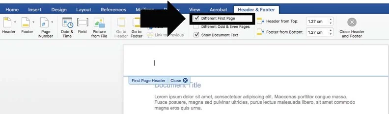 Select different first page