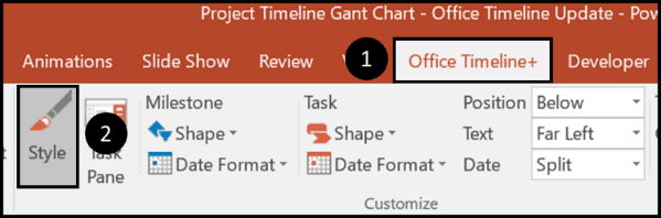 Click the Office Timeline tab and select the style command