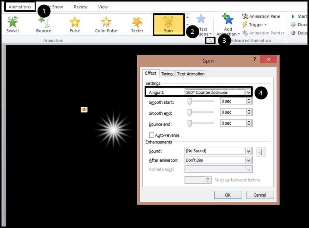 Shooting Star Animation Step 2 - 3 repeat the animation sequence