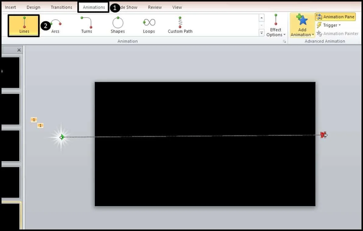 Shooting Star Animation Step 3 - 1 Setting the motion path
