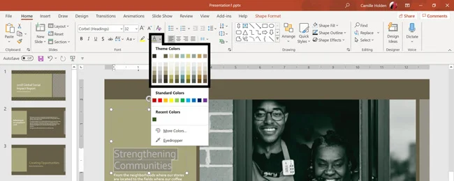 Example of the theme colors we are currently using with this presentation