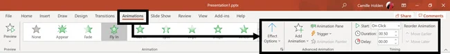 The Animations tab allows you to adjust the effects and timings of your animations in PowerPoint