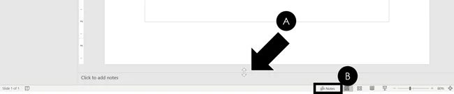 You can click and drag to resize the notes pane at the bottom of your PowerPoint screen