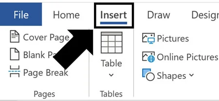 Click the Insert tab in Word