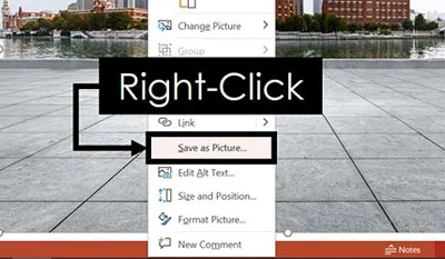 Right-click your image in PowerPoint and select Save as Picture