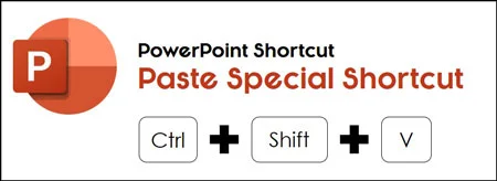 The paste special PowerPoint shortcut is control plus shift plus v on your keyboard