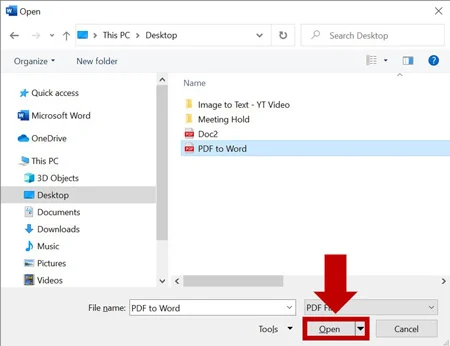 Once you find and select your PDF file, click Open