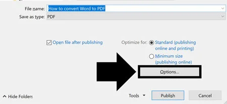 Select any advanced options you want, like creating bookmarks from your headings