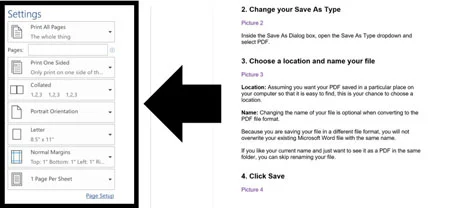 Choose your other Microsoft Word printing options
