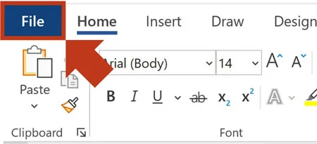 Select the File tab in Microsoft Word