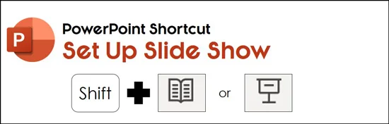Hold the shift key and click either the reading view icon or the slide show icon to open the set up show dialog box
