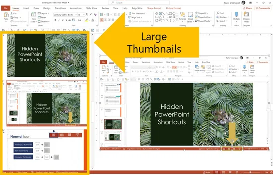 Example of large thumbnails in Microsoft PowerPoint