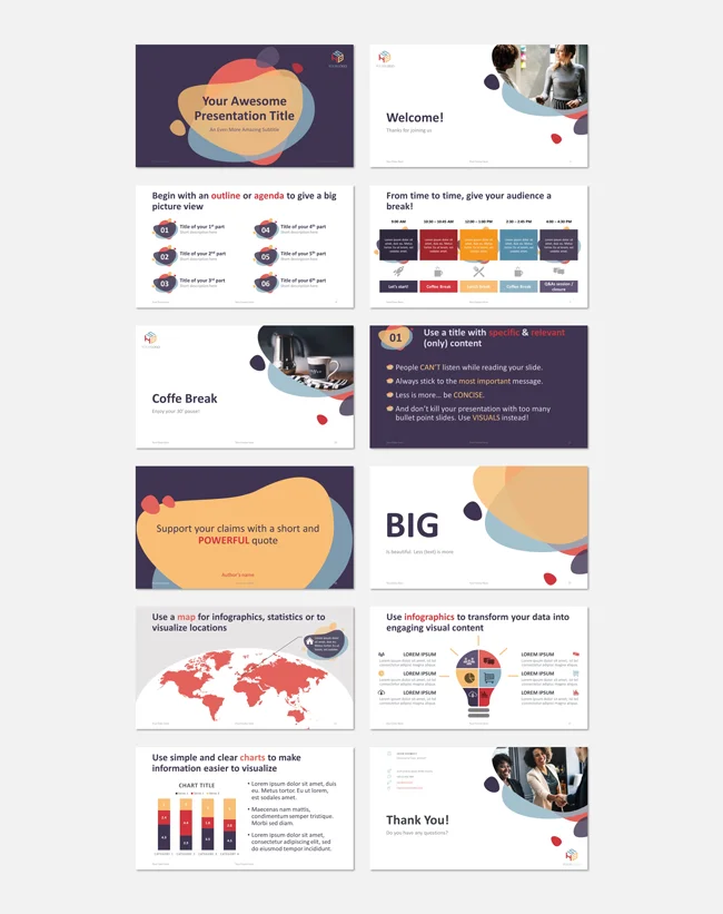 Example slides from the Bubble template by Showeet