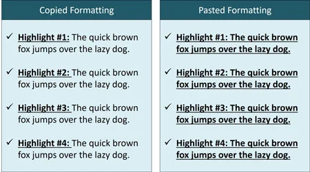 When copying and pasting text formatting, only one style of text formatting is copied and pasted