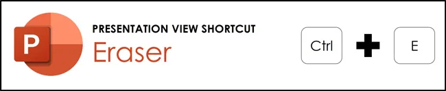 control plus E is the Eraser tool shortcut in the Presentation View of PowerPoint