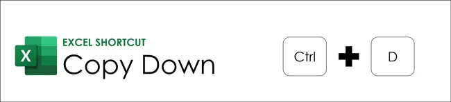 In Excel, control plus D copies your content down within the selected range including formulas and cell references