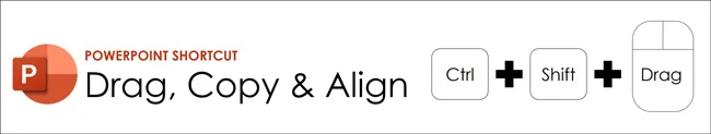 In PowerPoint, holding control plus shift plus dragging an object creates a perfectly aligned copy of it on your slide