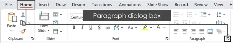 From the home tab, click the paragaph dialog box diagonal arrow