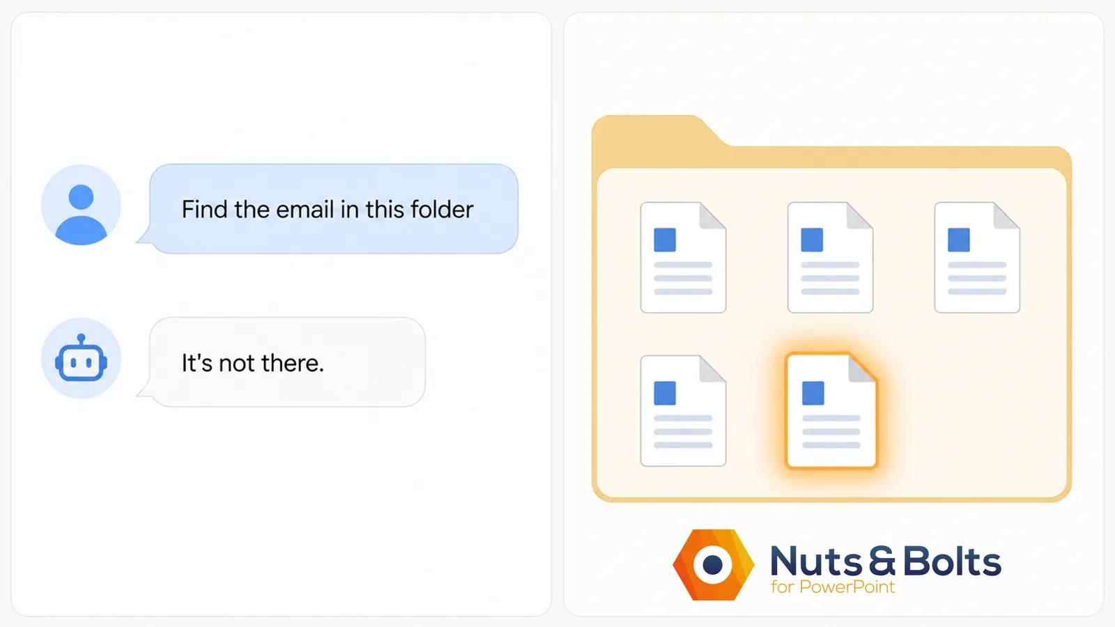 Example conversation with an AI tool that cannot find a file that is sitting in a folder because it is a Word document instead of a Markdown file.